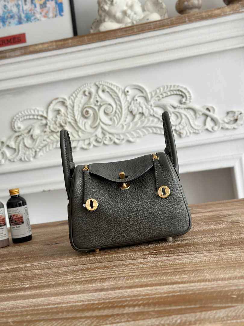 Hermes Lindy Mini Bag Dark Green Togo Leather Gold H68650