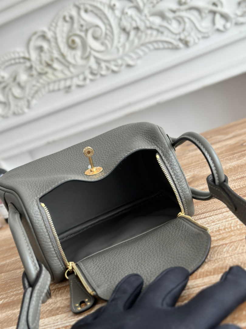 Hermes Lindy Mini Bag Dark Green Togo Leather Gold H68650