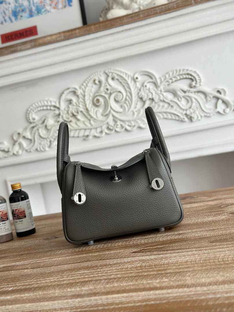 Hermes Lindy Mini Bag Dark Green Togo Leather Silver H68651