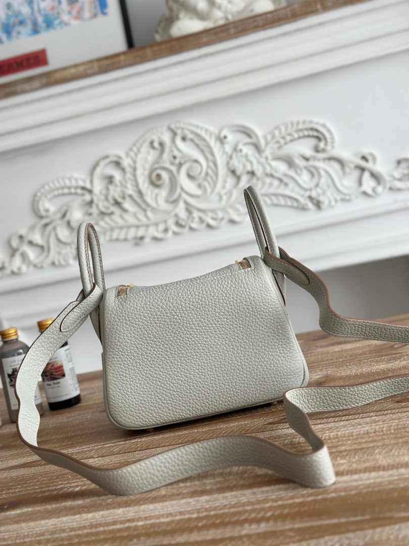 Hermes Lindy Mini Bag Light Gray Togo Leather Gold H68652