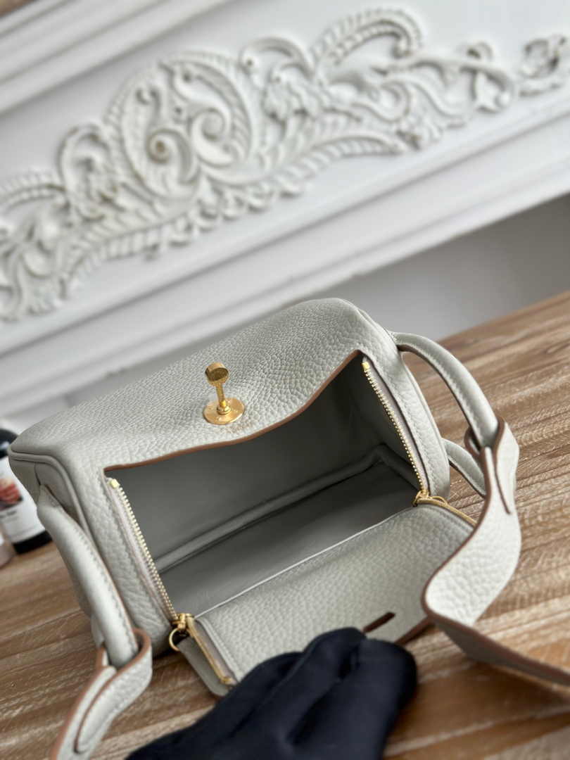 Hermes Lindy Mini Bag Light Gray Togo Leather Gold H68652