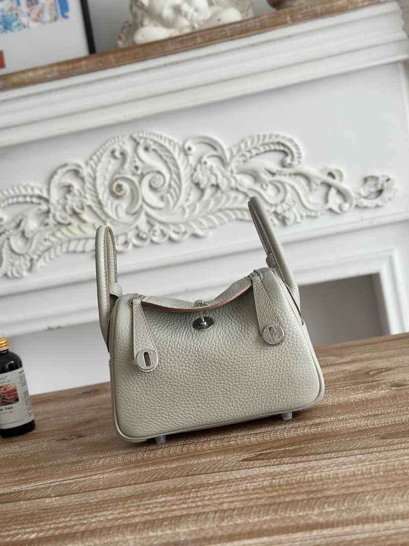 Hermes Lindy Mini Bag Light Gray Togo Leather Silver H68653