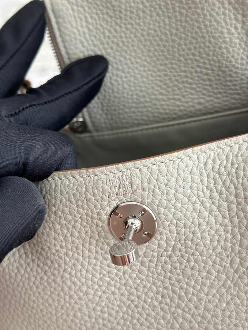 Hermes Lindy Mini Bag Light Gray Togo Leather Silver H68653