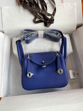 Hermes Lindy Mini Bag Dark Blue Togo Leather Silver Hardware H8611