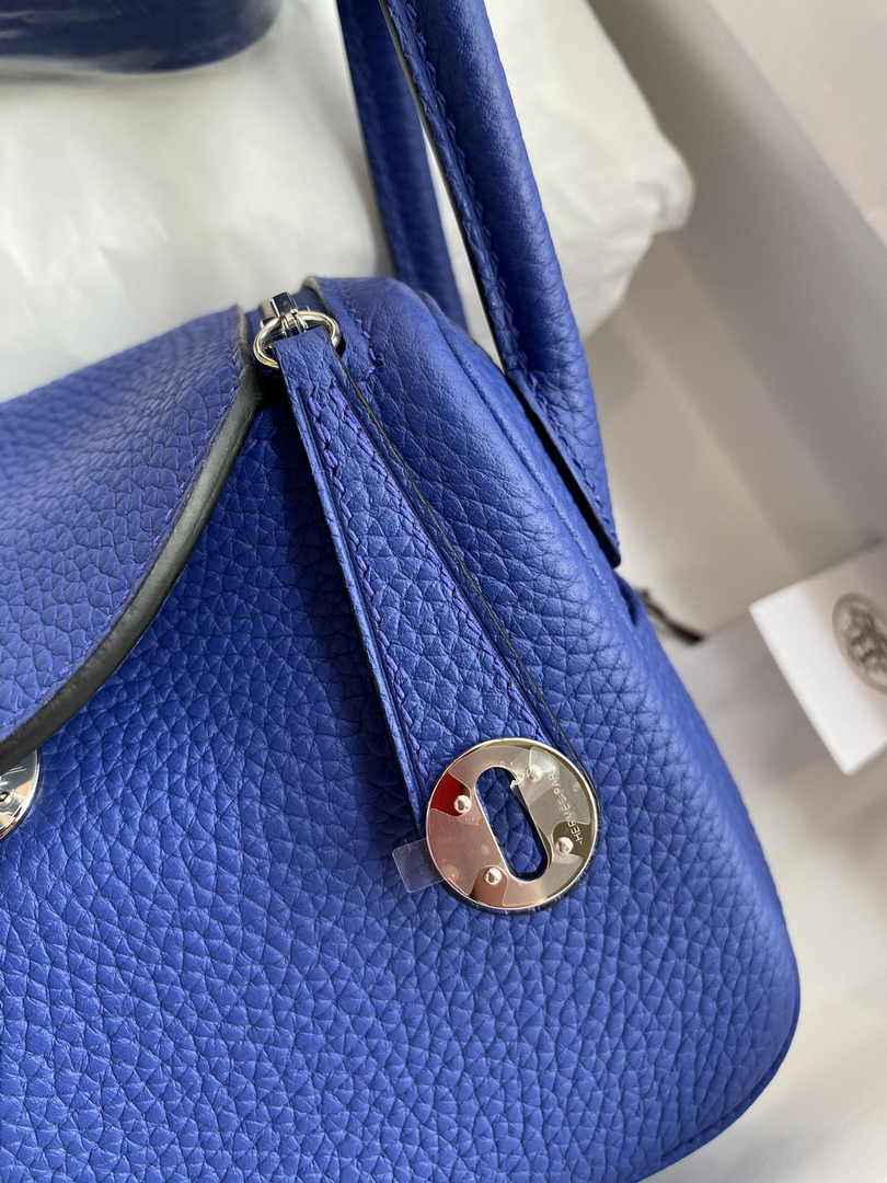 Hermes Lindy Mini Bag Dark Blue Togo Leather Silver Hardware H8611