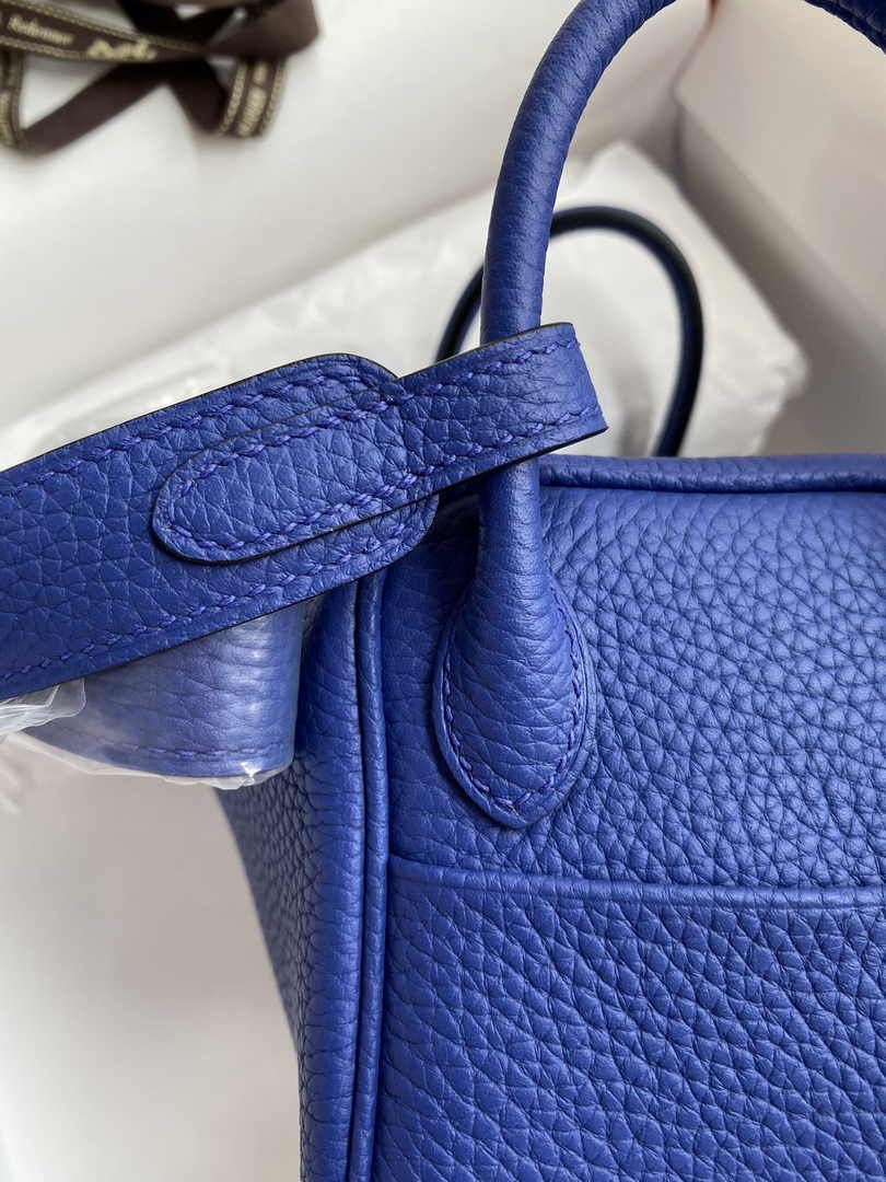 Hermes Lindy Mini Bag Dark Blue Togo Leather Silver Hardware H8611