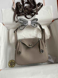 Hermes Lindy Mini Bag Gray Togo Leather Silver Hardware H8613