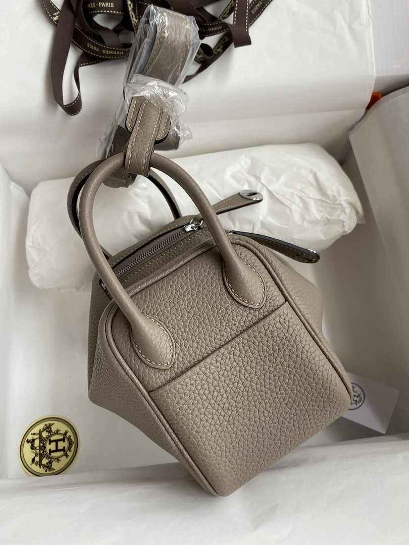 Hermes Lindy Mini Bag Gray Togo Leather Silver Hardware H8613