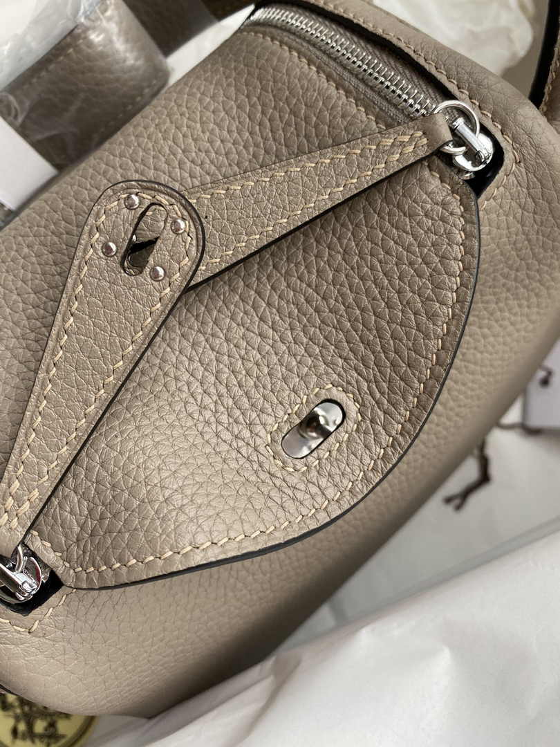 Hermes Lindy Mini Bag Gray Togo Leather Silver Hardware H8613