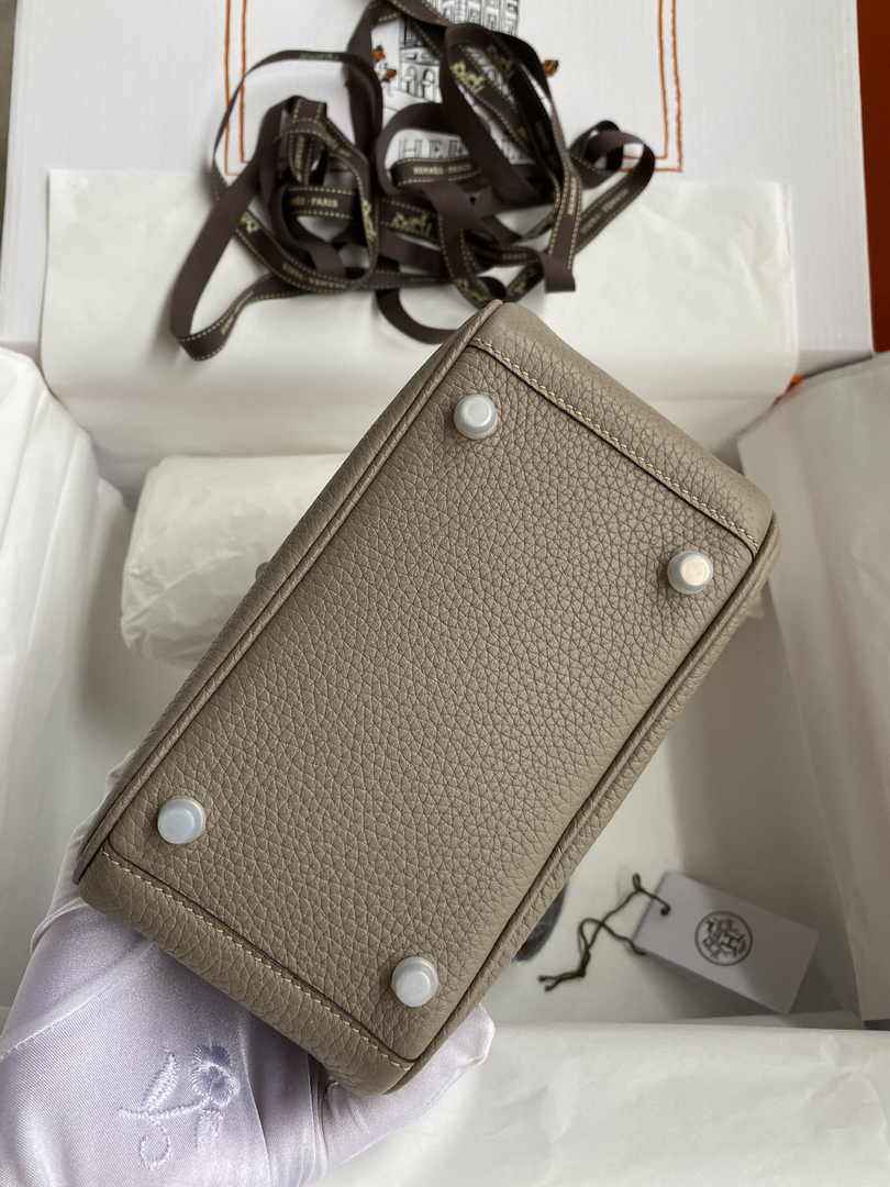 Hermes Lindy Mini Bag Gray Togo Leather Silver Hardware H8613