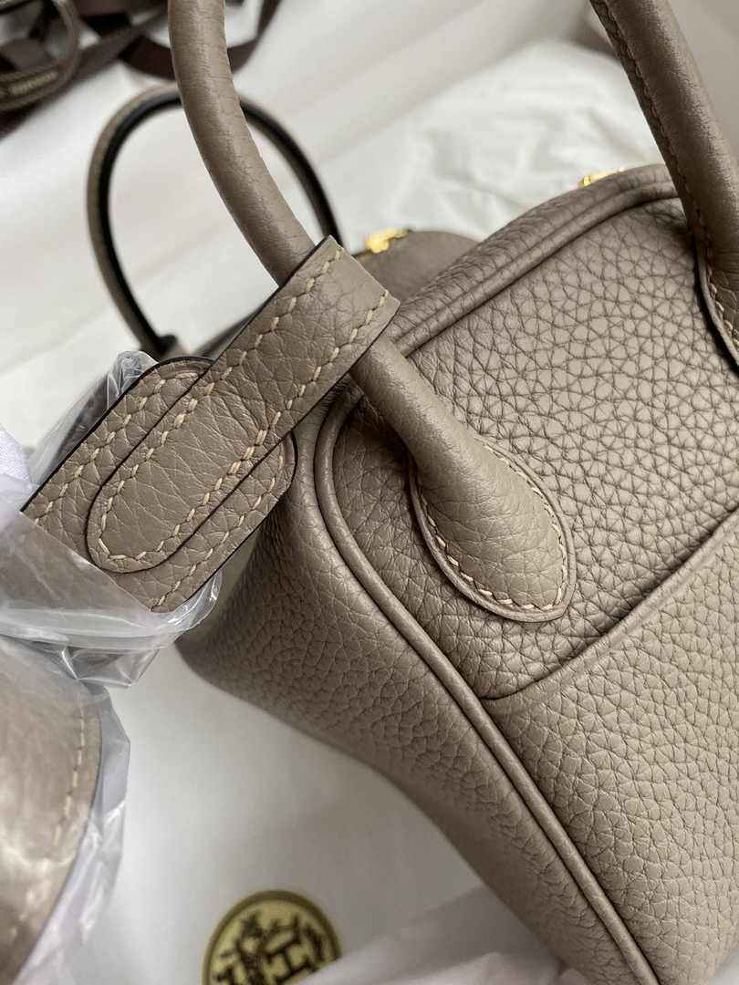 Hermes Lindy Mini Bag Gray Togo Leather Gold Hardware H8612