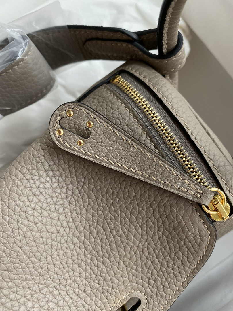Hermes Lindy Mini Bag Gray Togo Leather Gold Hardware H8612