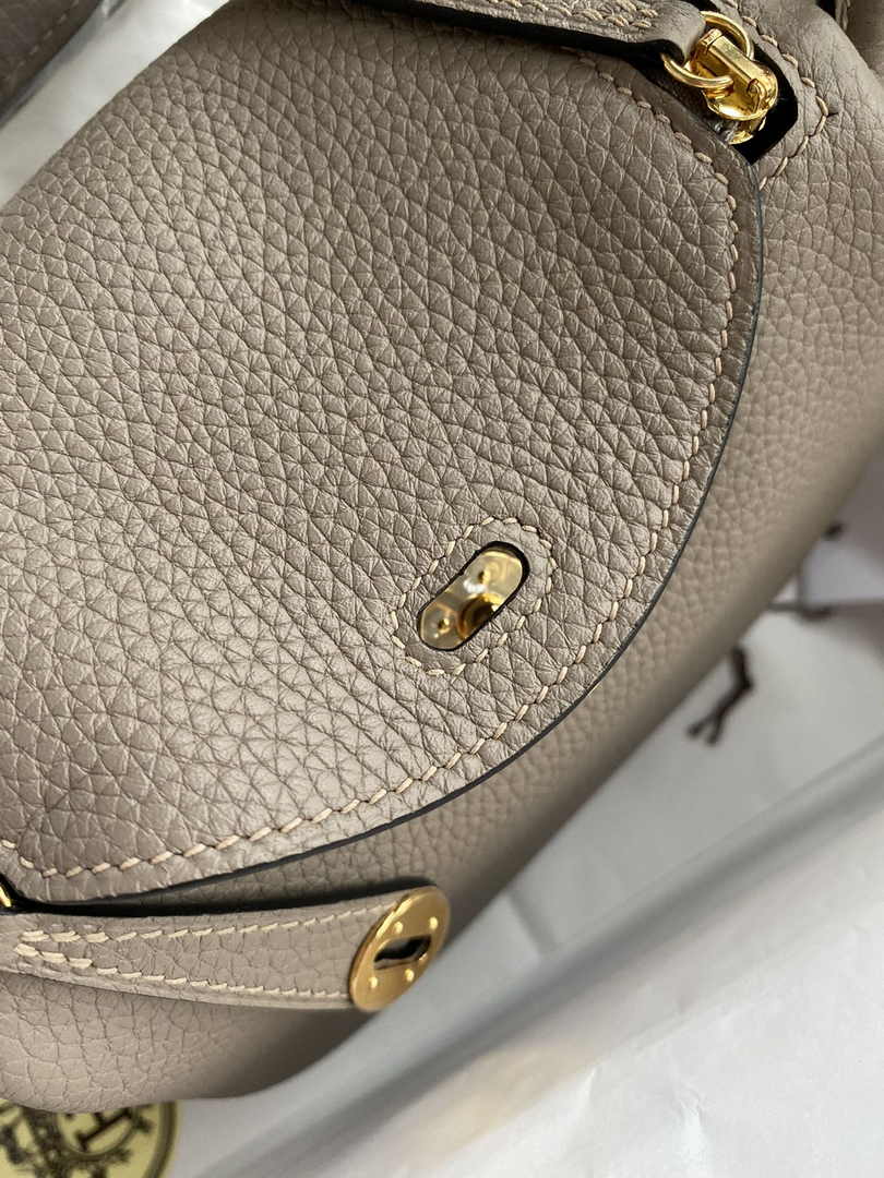 Hermes Lindy Mini Bag Gray Togo Leather Gold Hardware H8612
