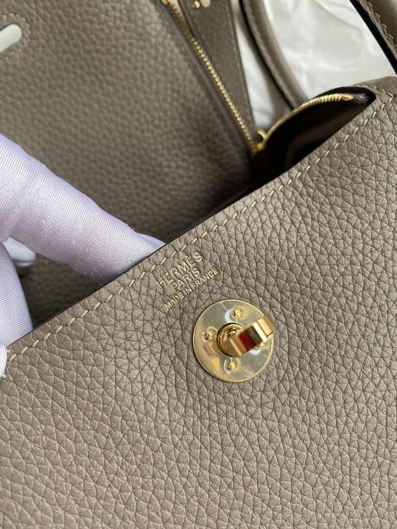 Hermes Lindy Mini Bag Gray Togo Leather Gold Hardware H8612
