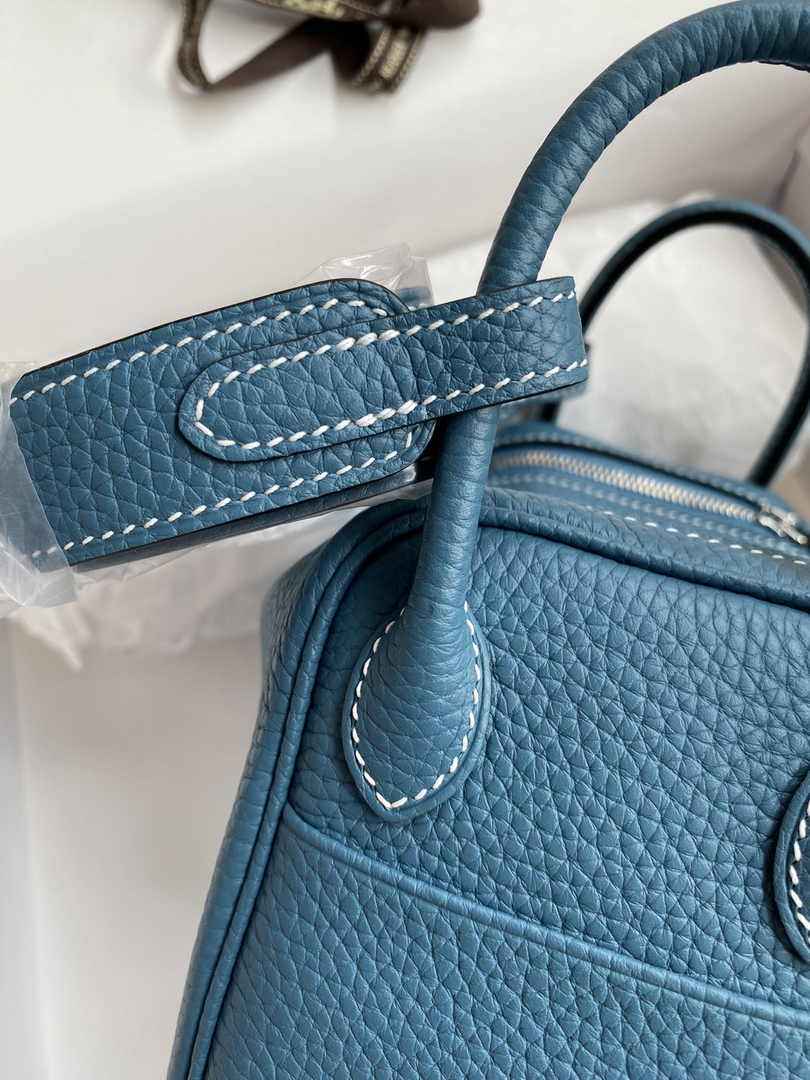 Hermes Lindy Mini Bag Blue Togo Leather Silver Hardware H8615