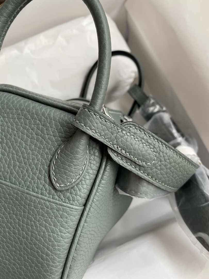 Hermes Lindy Mini Bag Dark Green Togo Leather Silver Hardware H8617