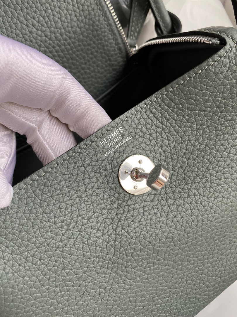 Hermes Lindy Mini Bag Dark Green Togo Leather Silver Hardware H8617