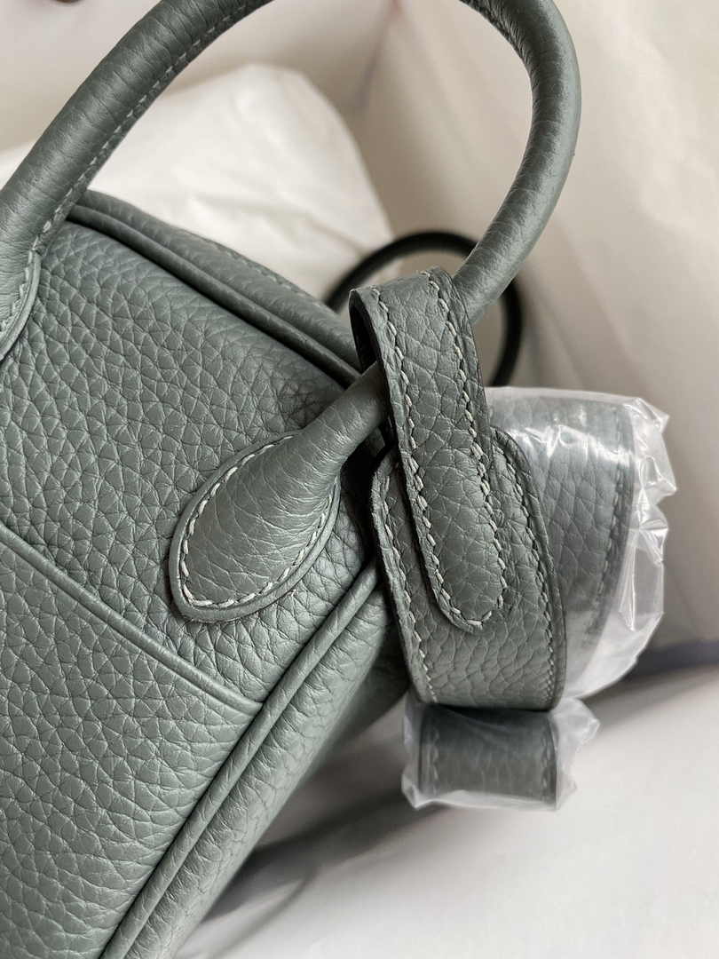 Hermes Lindy Mini Bag Dark Green Togo Leather Gold Hardware H8616