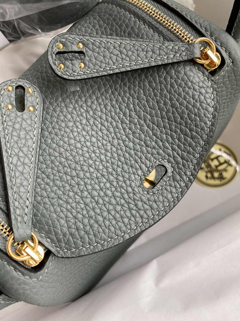 Hermes Lindy Mini Bag Dark Green Togo Leather Gold Hardware H8616
