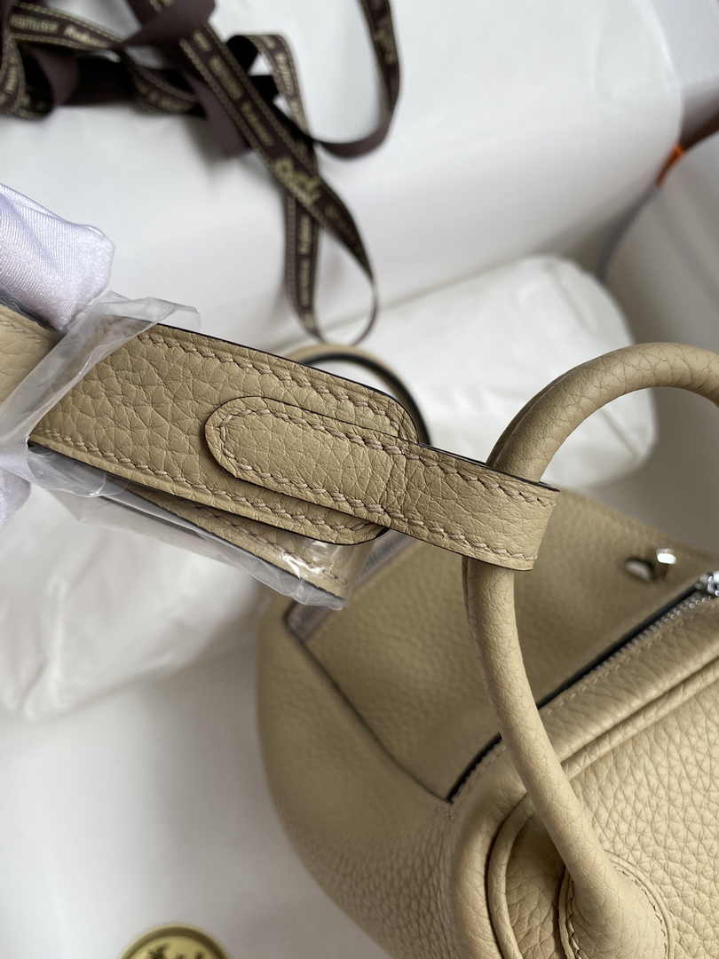 Hermes Lindy Mini Bag Apricot Togo Leather Silver Hardware H8619
