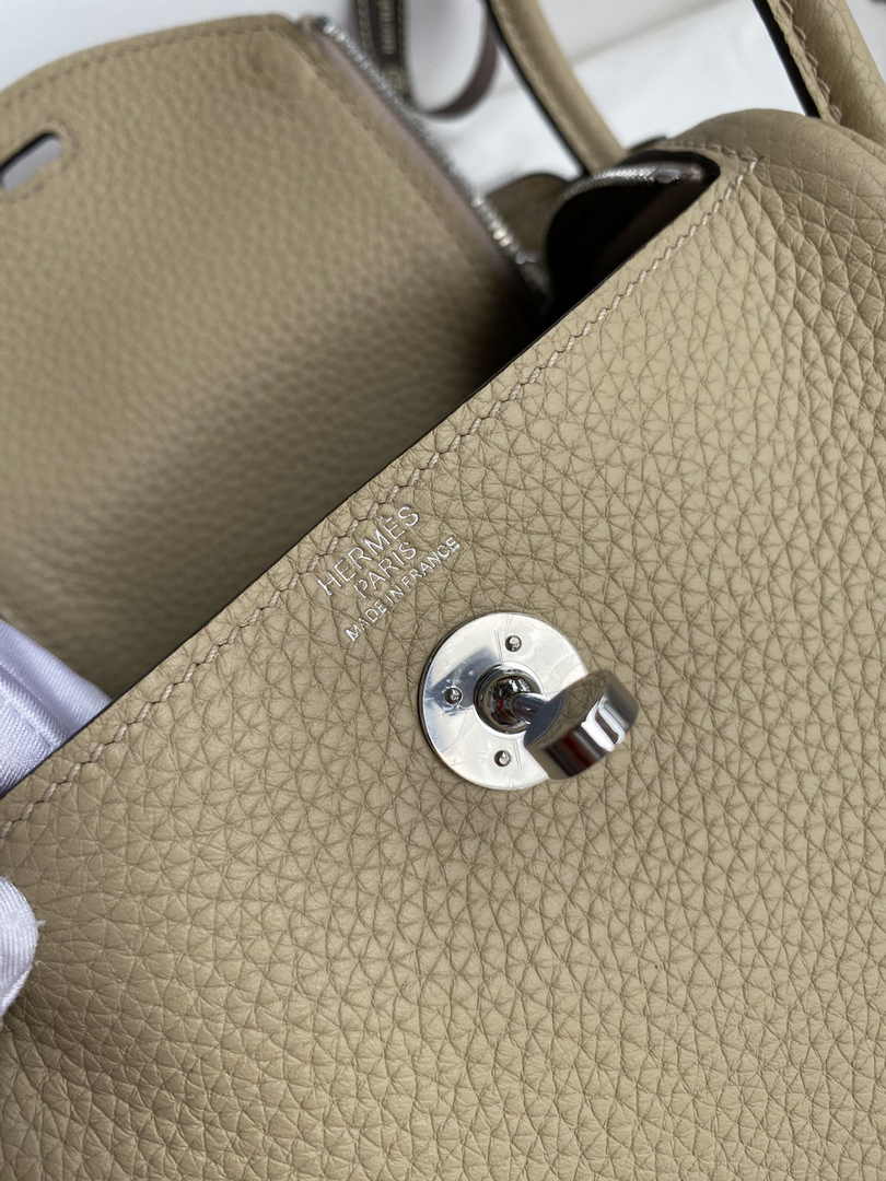 Hermes Lindy Mini Bag Apricot Togo Leather Silver Hardware H8619