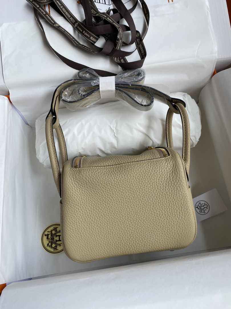 Hermes Lindy Mini Bag Apricot Togo Leather Gold Hardware H8618