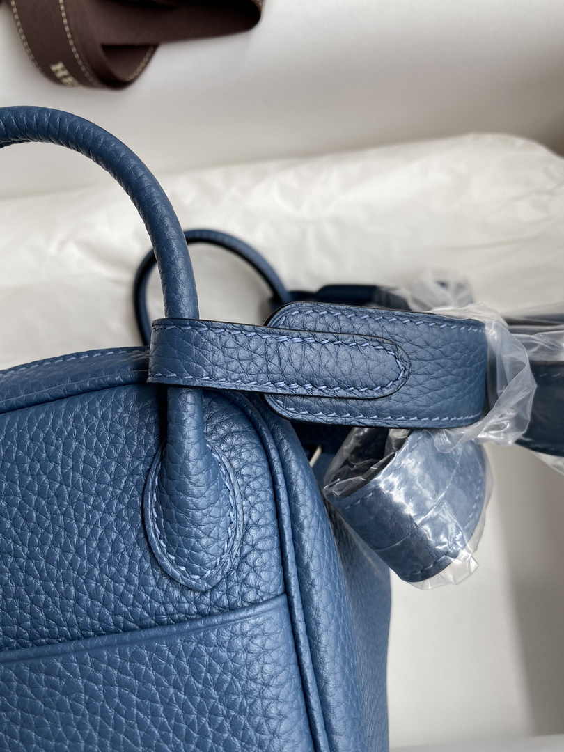 Hermes Lindy Mini Bag Blue Togo Leather Silver Hardware H8621