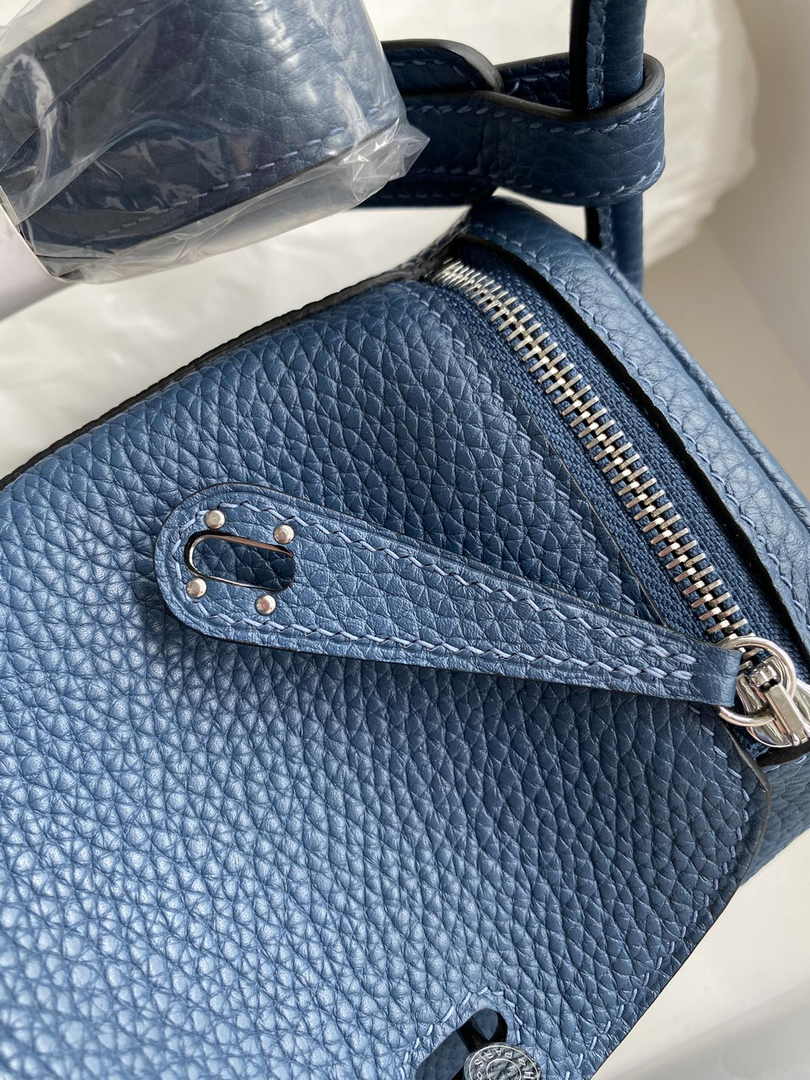 Hermes Lindy Mini Bag Blue Togo Leather Silver Hardware H8621