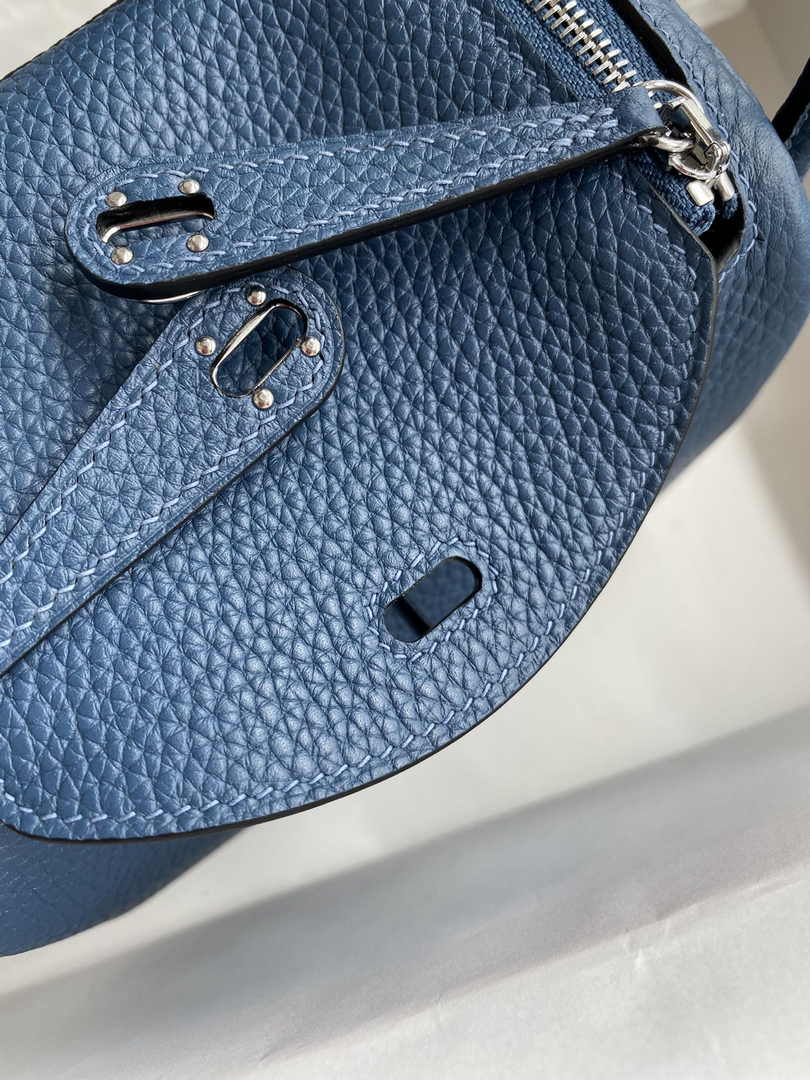 Hermes Lindy Mini Bag Blue Togo Leather Silver Hardware H8621