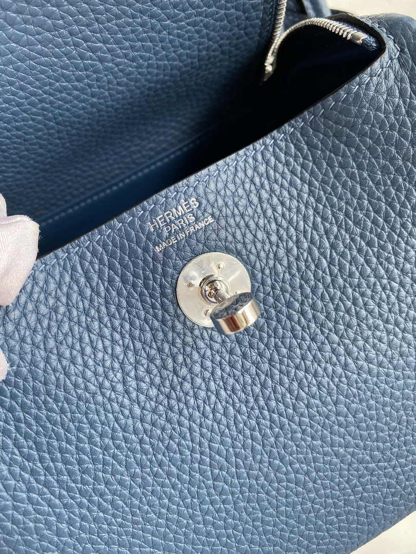 Hermes Lindy Mini Bag Blue Togo Leather Silver Hardware H8621