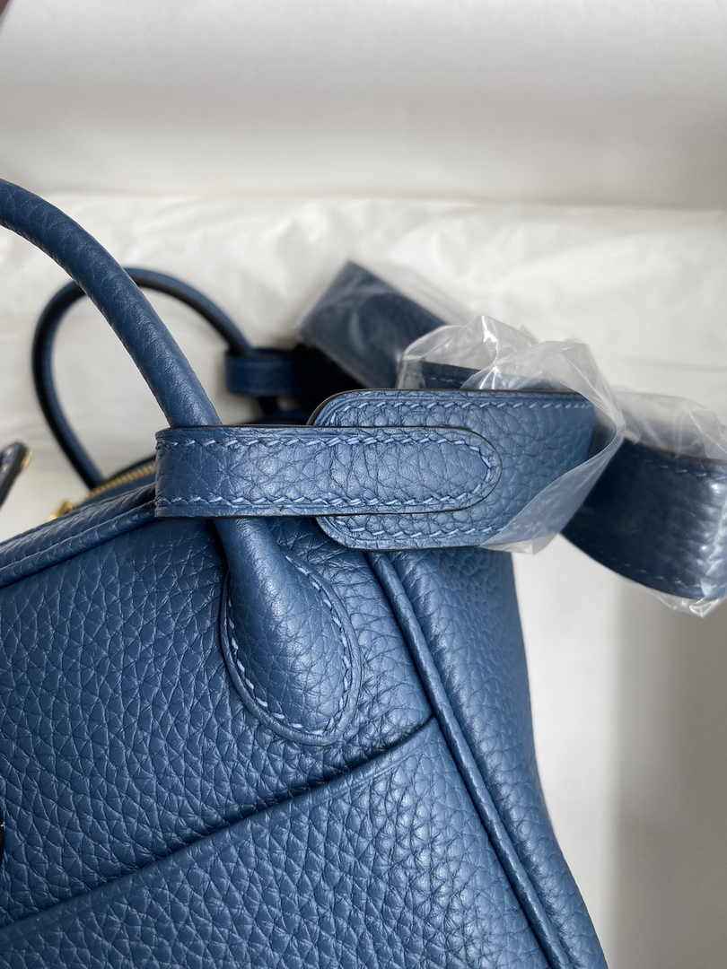 Hermes Lindy Mini Bag Blue Togo Leather Gold Hardware H8620