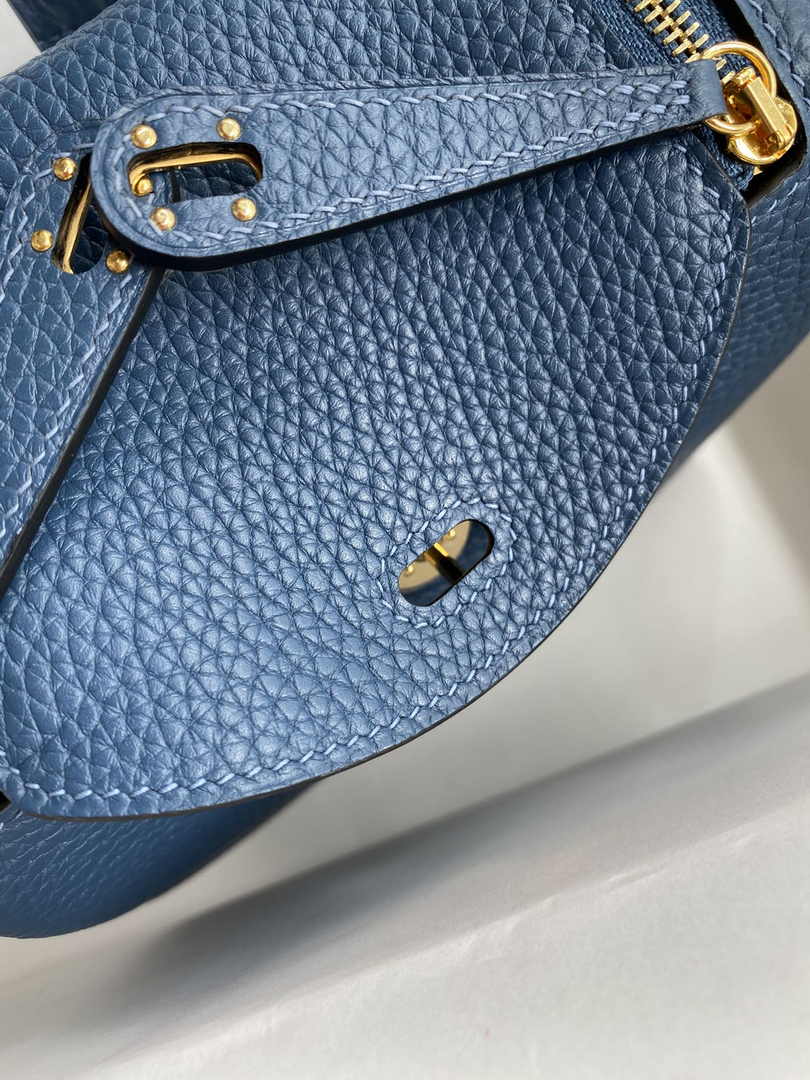 Hermes Lindy Mini Bag Blue Togo Leather Gold Hardware H8620