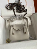 Hermes Lindy Mini Bag Light Gray Togo Leather Silver Hardware H8625