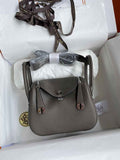 Hermes Lindy Mini Bag Dark Gray Togo Leather Silver Hardware H8627