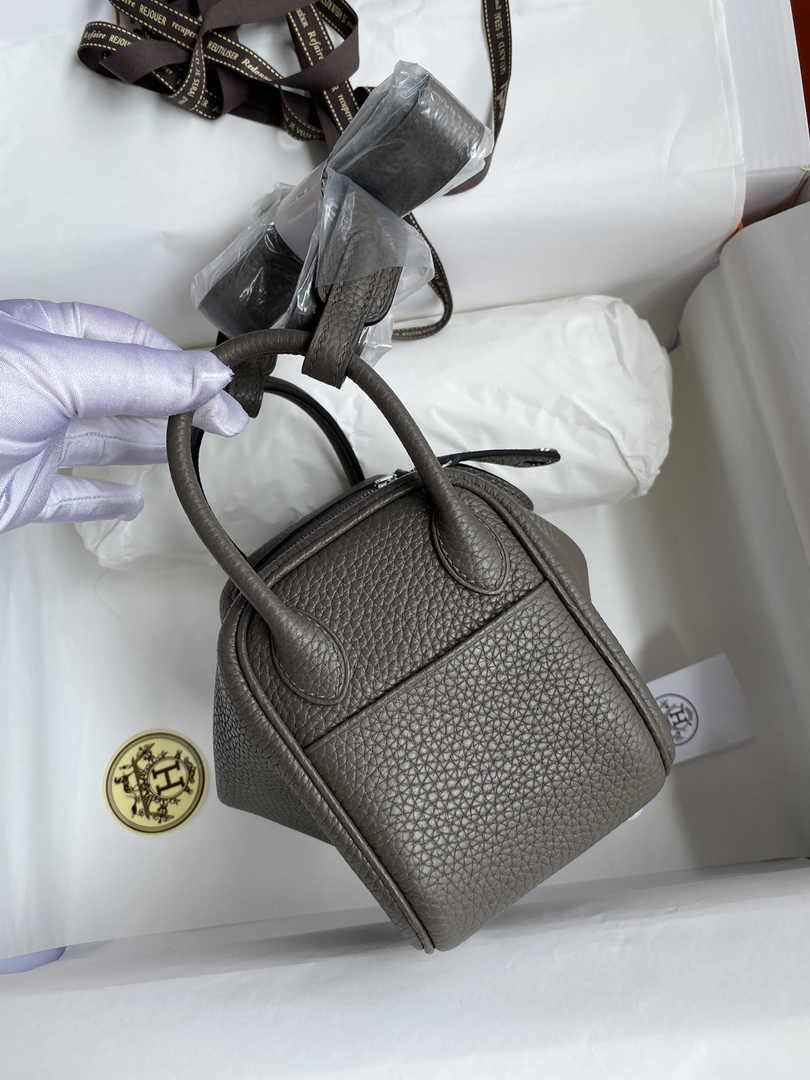 Hermes Lindy Mini Bag Dark Gray Togo Leather Silver Hardware H8627