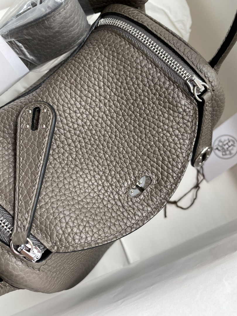 Hermes Lindy Mini Bag Dark Gray Togo Leather Silver Hardware H8627
