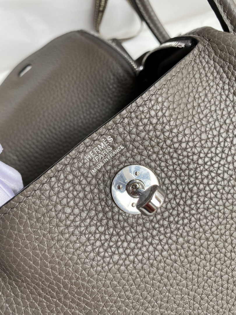 Hermes Lindy Mini Bag Dark Gray Togo Leather Silver Hardware H8627