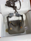 Hermes Lindy Mini Bag Dark Gray Togo Leather Gold Hardware H8626