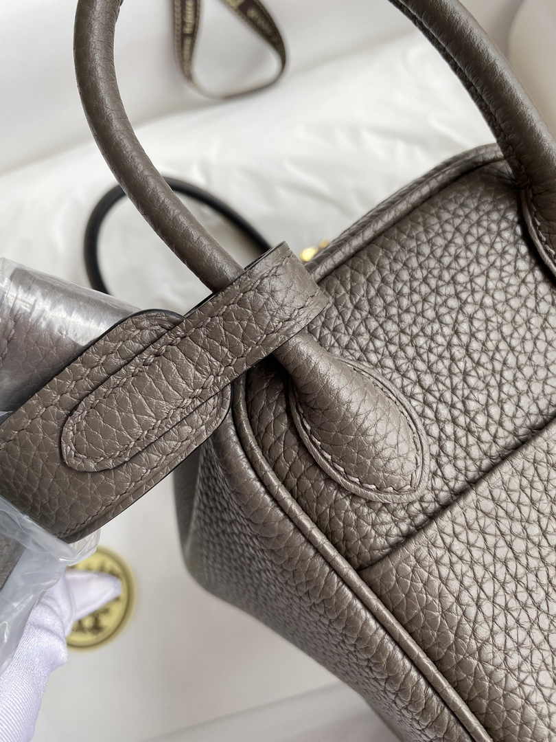 Hermes Lindy Mini Bag Dark Gray Togo Leather Gold Hardware H8626