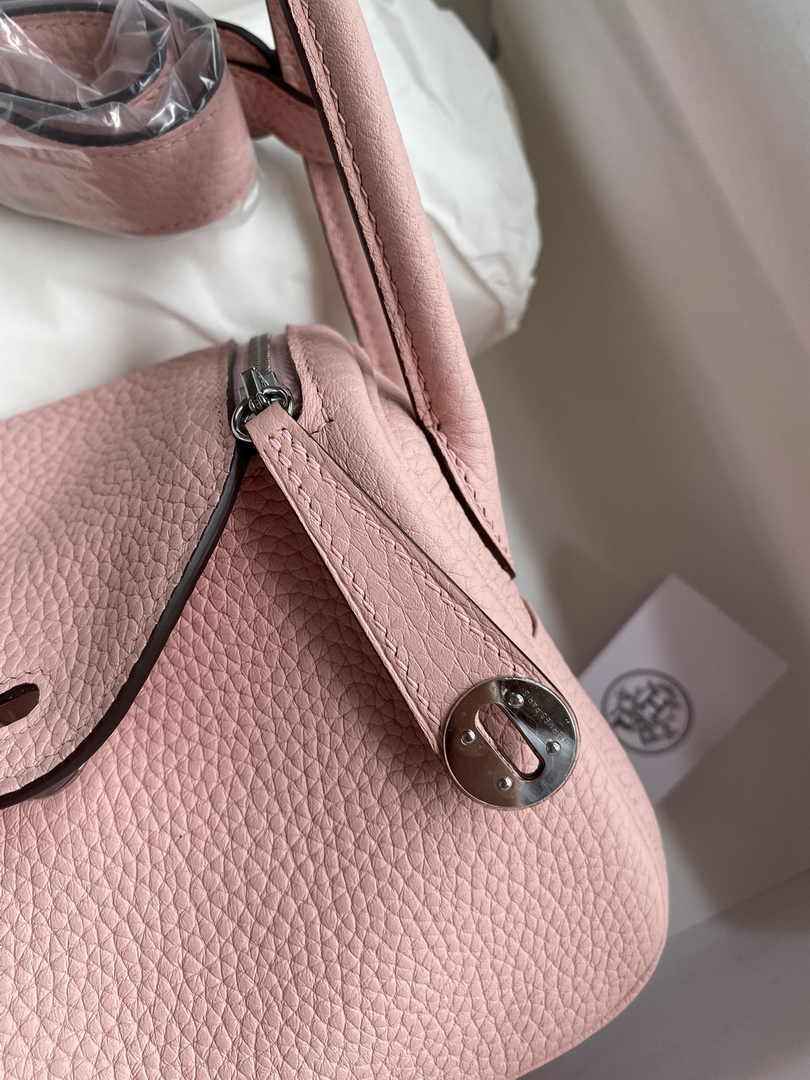 Hermes Lindy Mini Bag Pink Togo Leather Silver Hardware H8623