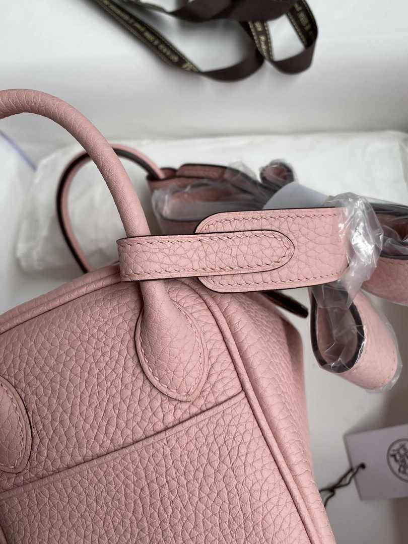 Hermes Lindy Mini Bag Pink Togo Leather Silver Hardware H8623