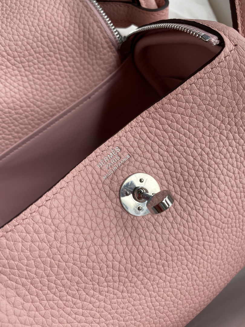 Hermes Lindy Mini Bag Pink Togo Leather Silver Hardware H8623