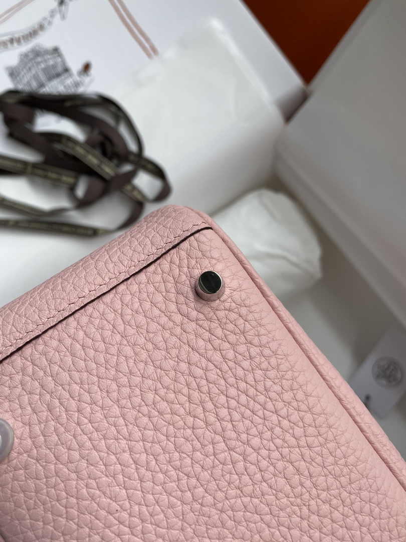Hermes Lindy Mini Bag Pink Togo Leather Silver Hardware H8623