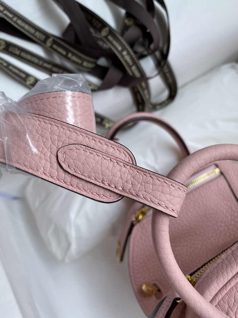 Hermes Lindy Mini Bag Pink Togo Leather Gold Hardware H8622