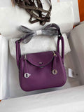 Hermes Lindy Mini Bag Purple Togo Leather Silver Hardware H8629