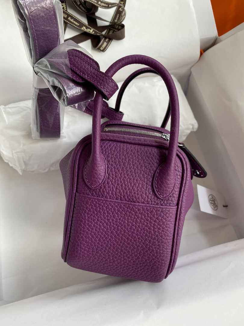 Hermes Lindy Mini Bag Purple Togo Leather Silver Hardware H8629
