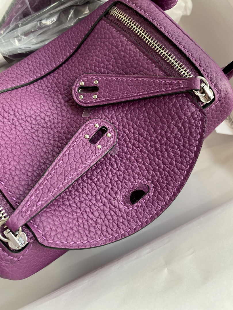 Hermes Lindy Mini Bag Purple Togo Leather Silver Hardware H8629