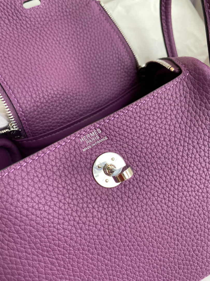 Hermes Lindy Mini Bag Purple Togo Leather Silver Hardware H8629