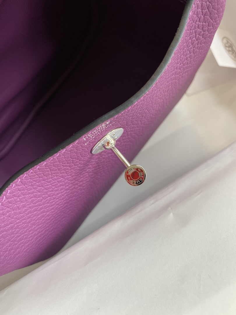 Hermes Lindy Mini Bag Purple Togo Leather Silver Hardware H8629