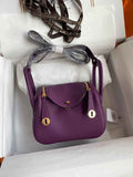 Hermes Lindy Mini Bag Purple Togo Leather Gold Hardware H8628